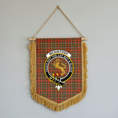 McKintosh Hunting Weathered Tartan Crest Wall Hanging Banner - Wood Pole