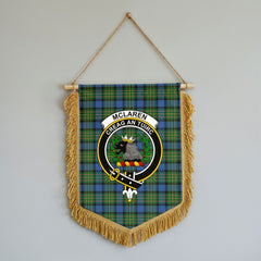 McLaren Ancient Tartan Crest Wall Hanging Banner - Wood Pole