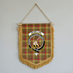 McMillan Old Weathered Tartan Crest Wall Hanging Banner - Wood Pole