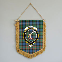 McRae Hunting Ancient Tartan Crest Wall Hanging Banner - Wood Pole