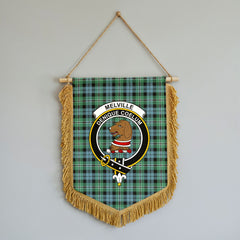 Melville Tartan Crest Wall Hanging Banner - Wood Pole