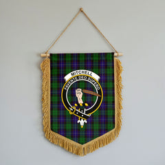 Mitchell Tartan Crest Wall Hanging Banner - Wood Pole