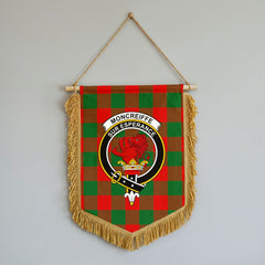Moncreiffe (or Moncreiff) Tartan Crest Wall Hanging Banner - Wood Pole