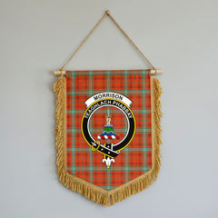 Morrison Red Ancient Tartan Crest Wall Hanging Banner - Wood Pole