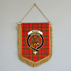 Munro Modern Tartan Crest Wall Hanging Banner - Wood Pole