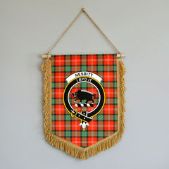 Nesbitt Ancient Tartan Crest Wall Hanging Banner - Wood Pole