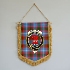 Pentland Tartan Crest Wall Hanging Banner - Wood Pole