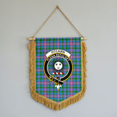 Pitcairn Hunting Tartan Crest Wall Hanging Banner - Wood Pole