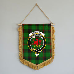 Primrose Tartan Crest Wall Hanging Banner - Wood Pole