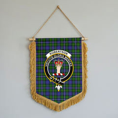 Robertson Hunting Modern Tartan Crest Wall Hanging Banner - Wood Pole