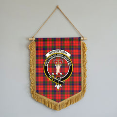 Robertson Modern Tartan Crest Wall Hanging Banner - Wood Pole