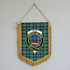 Rose Hunting Ancient Tartan Crest Wall Hanging Banner - Wood Pole