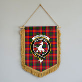Roxburgh District Tartan Crest Wall Hanging Banner - Wood Pole
