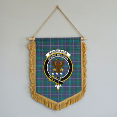 Sandilands Tartan Crest Wall Hanging Banner - Wood Pole