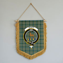 Scott Green Ancient Tartan Crest Wall Hanging Banner - Wood Pole
