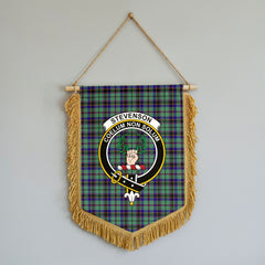 Stevenson Tartan Crest Wall Hanging Banner - Wood Pole