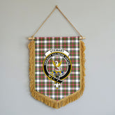 Stewart Dress Modern Tartan Crest Wall Hanging Banner - Wood Pole