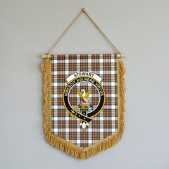 Stewart Dress Modern Tartan Crest Wall Hanging Banner - Wood Pole