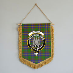 Strang (or Strange) Tartan Crest Wall Hanging Banner - Wood Pole
