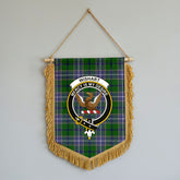 Wishart Hunting Tartan Crest Wall Hanging Banner - Wood Pole