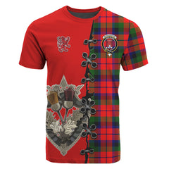 McNaughton Modern Tartan T-shirt - Lion Rampant And Celtic Thistle Style