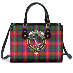 Hopkirk Tartan Crest Leather Handbag