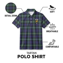 Campbell Argyll Modern Tartan Crest Birdseye Mesh Polo Shirt