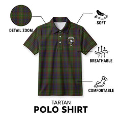 Cunningham Hunting Modern Tartan Crest Birdseye Mesh Polo Shirt