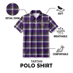 MacDonald Dress Modern Tartan Crest Birdseye Mesh Polo Shirt
