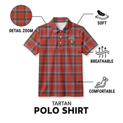 Robertson Weathered Tartan Crest Birdseye Mesh Polo Shirt
