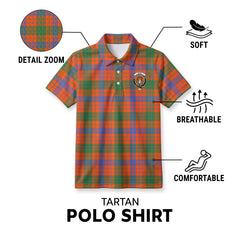 Ross Ancient Tartan Crest Birdseye Mesh Polo Shirt