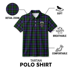 Russell Modern Tartan Crest Birdseye Mesh Polo Shirt
