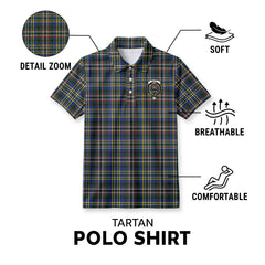 Scott Green Modern Tartan Crest Birdseye Mesh Polo Shirt