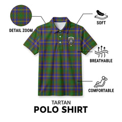 Strang (or Strange) Tartan Crest Birdseye Mesh Polo Shirt