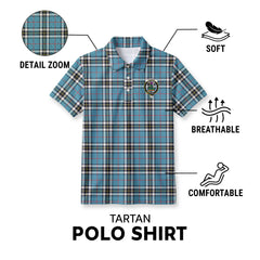 Thomson Blue Tartan Crest Birdseye Mesh Polo Shirt