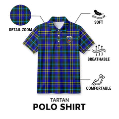 Weir Modern Tartan Crest Birdseye Mesh Polo Shirt