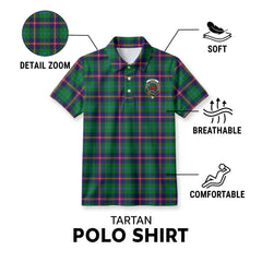 Young Modern Tartan Crest Birdseye Mesh Polo Shirt