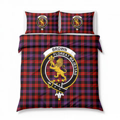 Brown Modern Tartan Crest Bedding Set