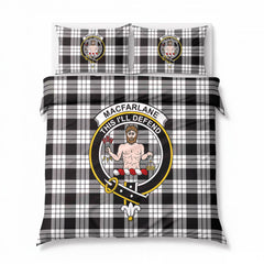 MacFarlane Black - White Tartan Crest Bedding Set