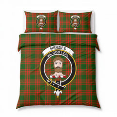 Menzies Green Modern Tartan Crest Bedding Set