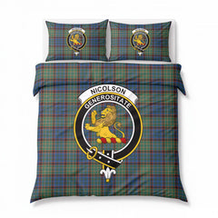 Nicolson Hunting Ancient Tartan Crest Bedding Set
