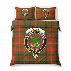 Seton Hunting Modern Tartan Crest Bedding Set