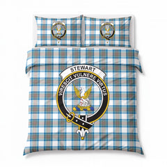 Stewart Muted Blue Tartan Crest Bedding Set