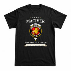 MacIver Modern Tartan Crest Mischief and Mayhem T-shirt