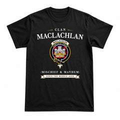 MacLachlan Modern Tartan Crest Mischief and Mayhem T-shirt
