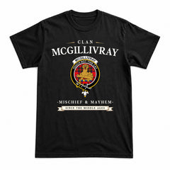 McGillivray Modern Tartan Crest Mischief and Mayhem T-shirt