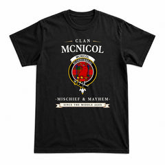 McNicol (of Scorrybreac) Tartan Crest Mischief and Mayhem T-shirt