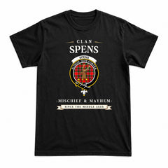 Spens (or Spence) Tartan Crest Mischief and Mayhem T-shirt