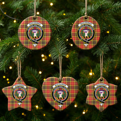 Buchanan Old Set Weathered Tartan Crest Christmas Ceramic Ornament