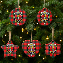 Chisholm Modern Tartan Crest Christmas Ceramic Ornament